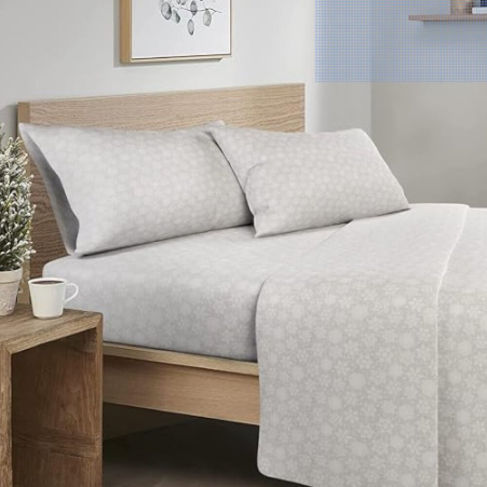 Comfort Spaces Snowflake Flannel Sheets